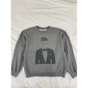 Justen Timberlake Heather Gray Crew Neck Sweatshirt Large Jerzees Nublend